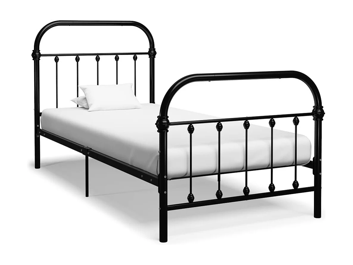 284499 Berkfield Bed Frame without Mattress Black Metal 100x200 cm