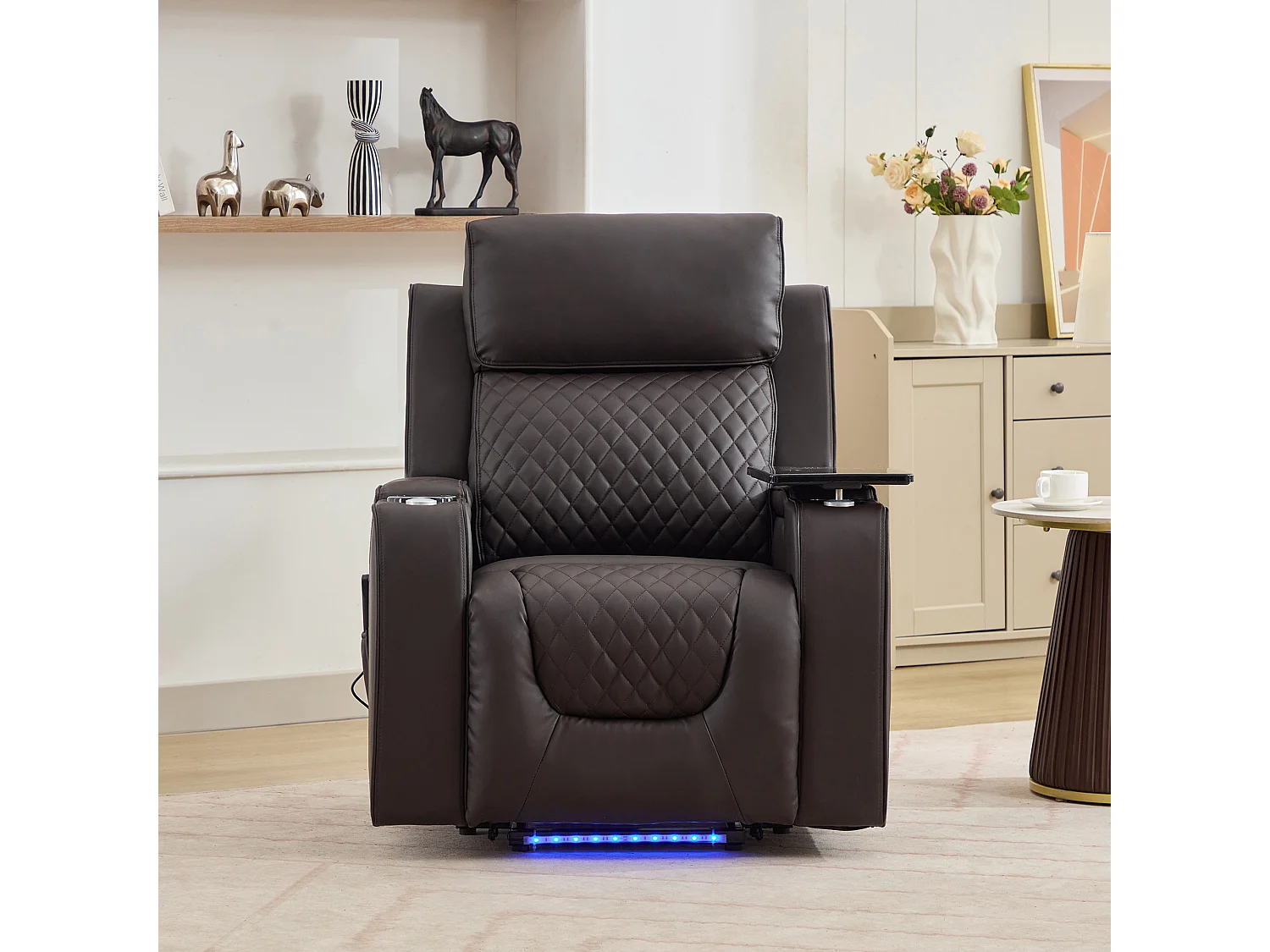Byron Electric Riser Recliner with Massage, Heat, Drink Cooler, Table