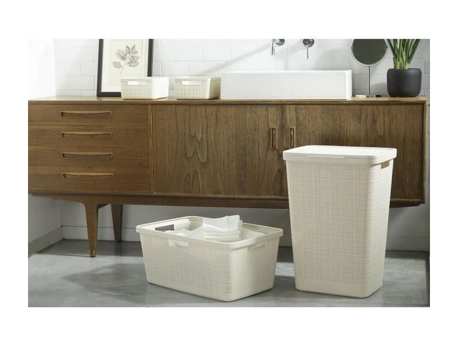 Corbeille à linge Jute - 46 L - Beige