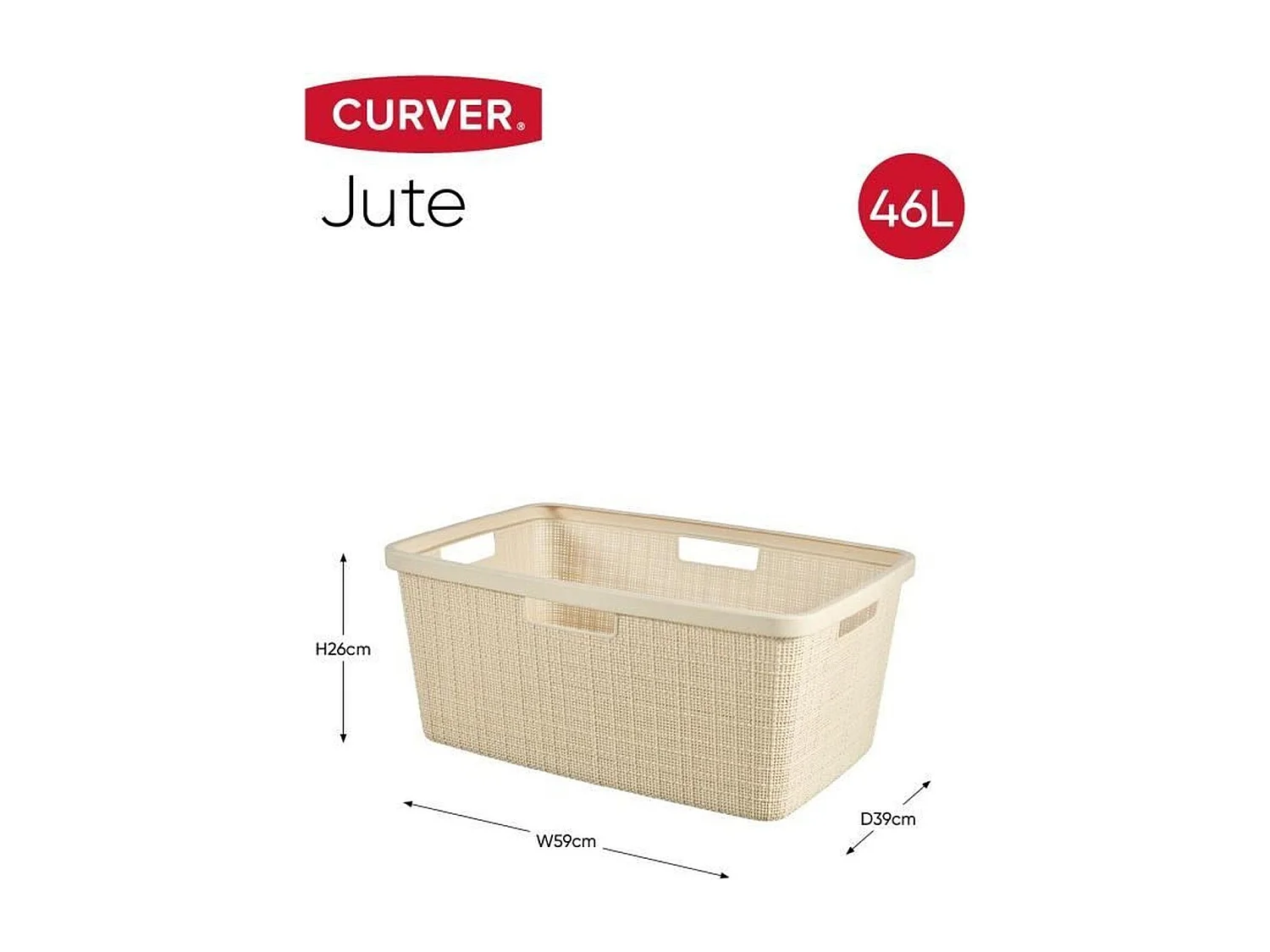 Corbeille à linge Jute - 46 L - Beige
