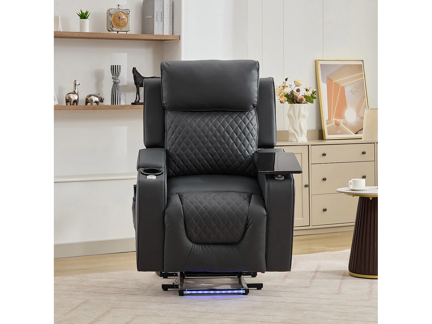 Byron Electric Riser Recliner with Massage, Heat, Drink Cooler, Table
