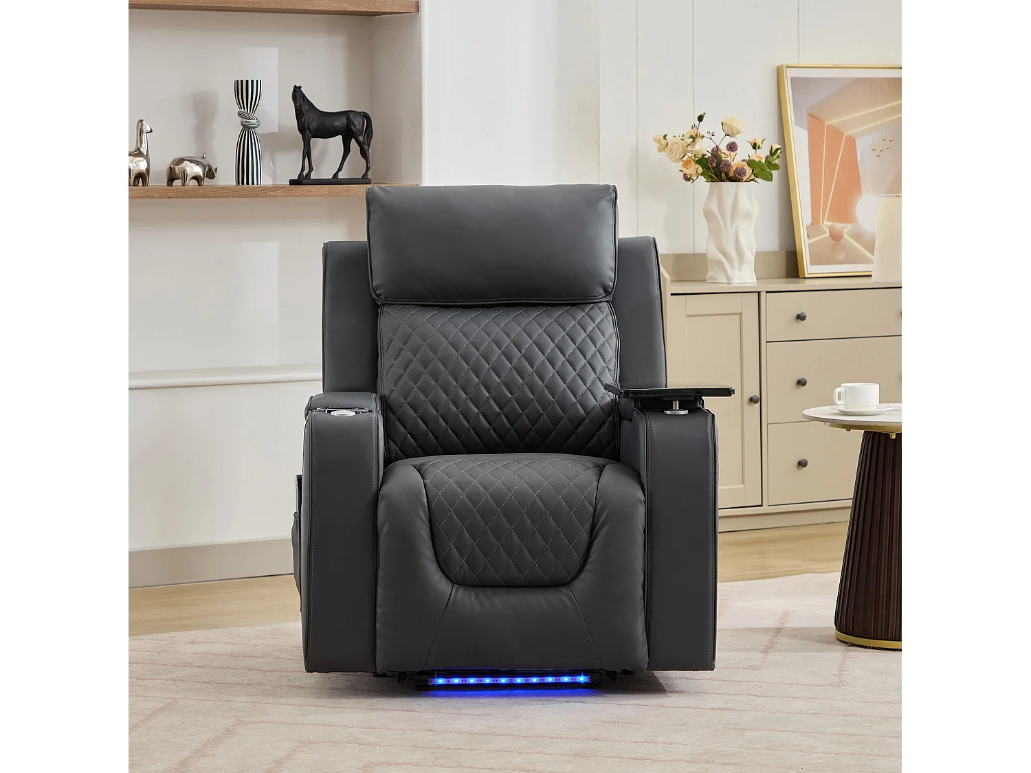 Byron Electric Riser Recliner with Massage, Heat, Drink Cooler, Table