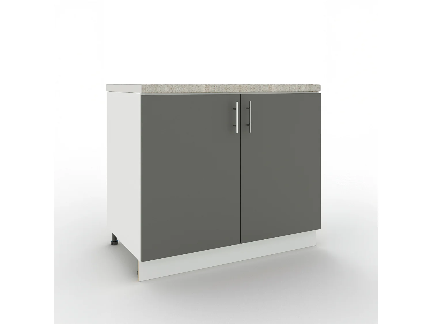 JD Greta Adjustable Legs Kitchen Sink Unit 1000mm Cabinet With Doors - Grey Matt With Worktop