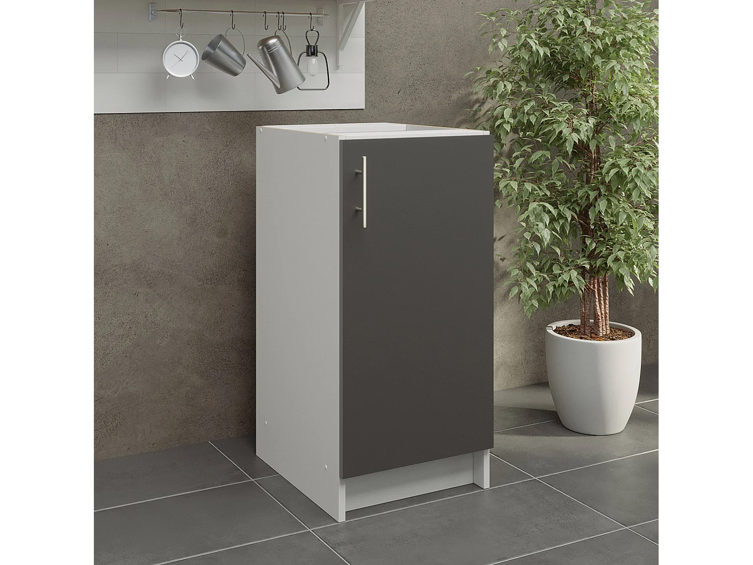 JD Greta Kitchen Base Unit 400mm Storage Cabinet With Door Shelf 40cm - Dark Grey Matt