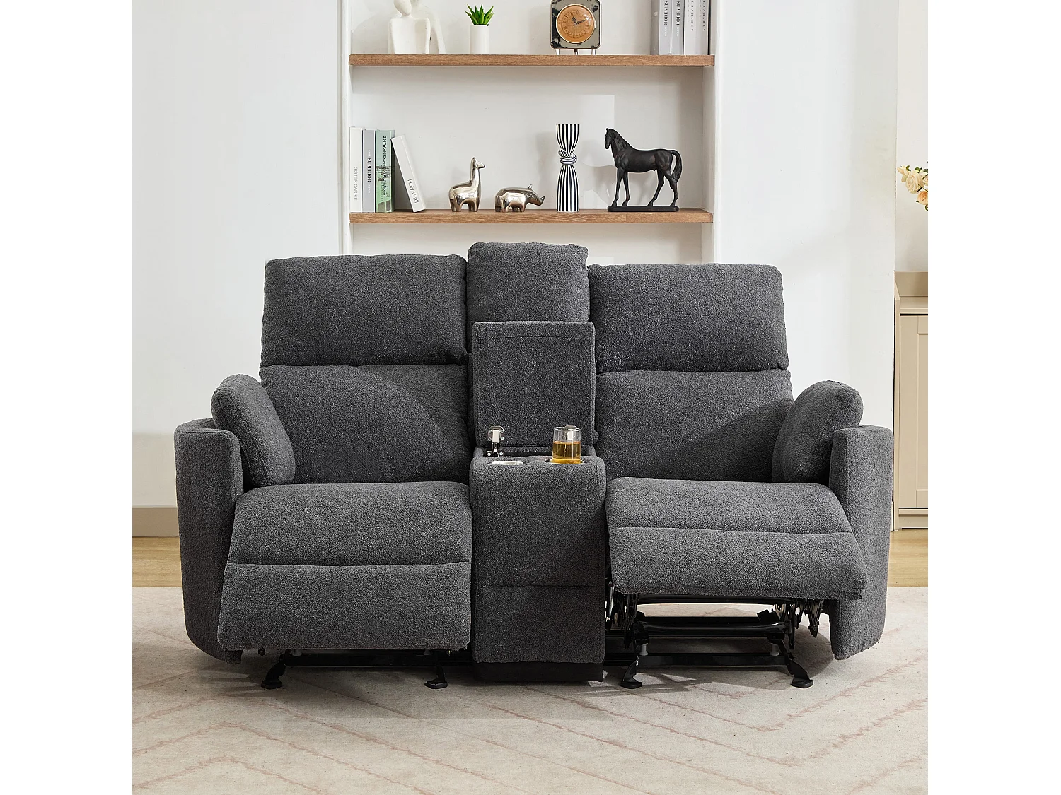 Powell 2 Seat Rocker Recliner Sofa With Centre Console