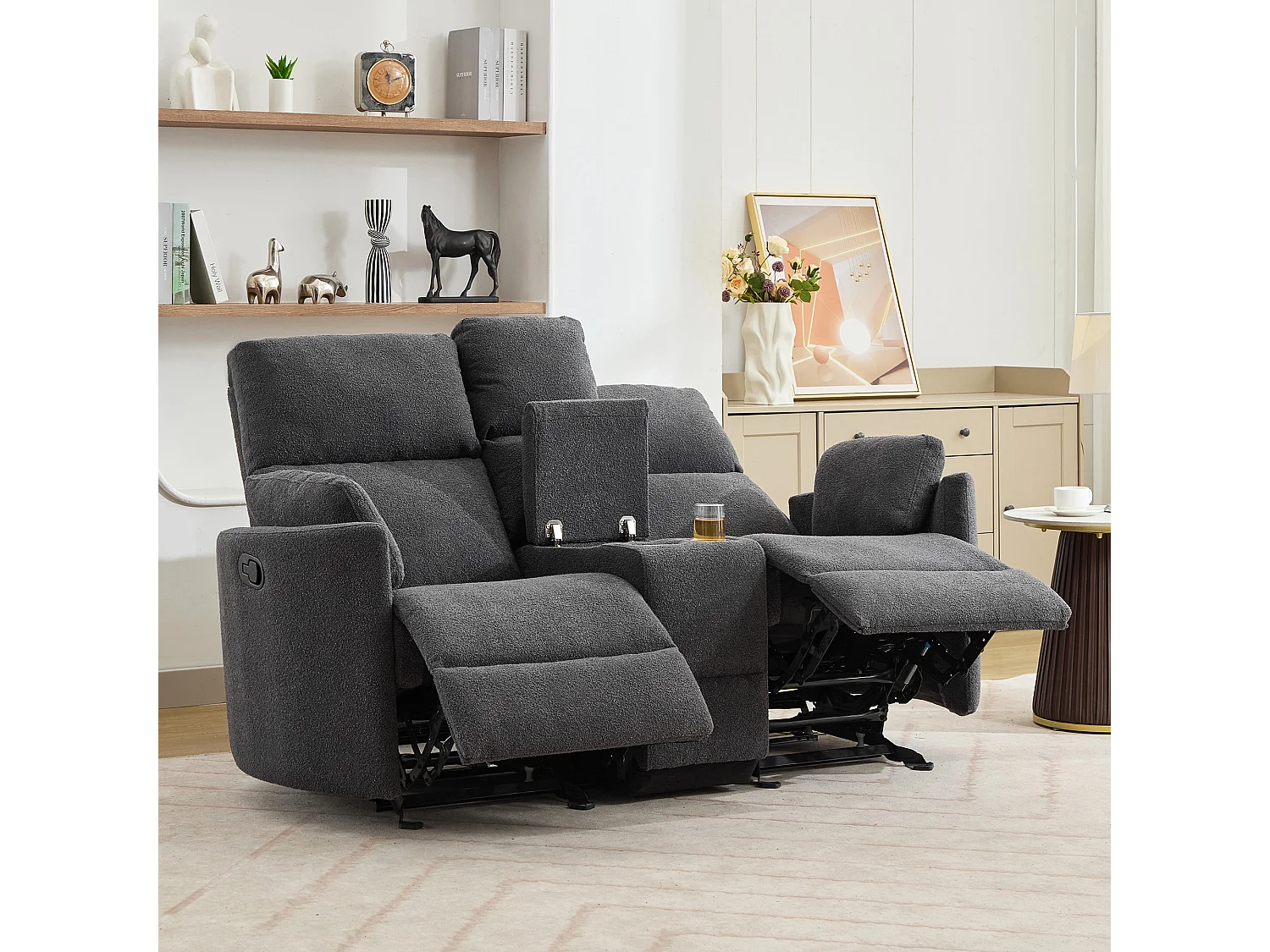 Powell 2 Seat Rocker Recliner Sofa With Centre Console