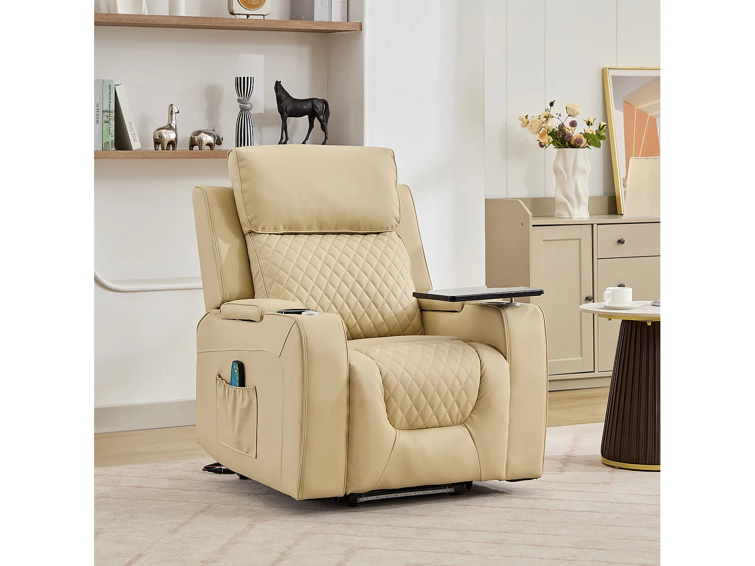 Byron Electric Riser Recliner with Massage, Heat, Drink Cooler, Table