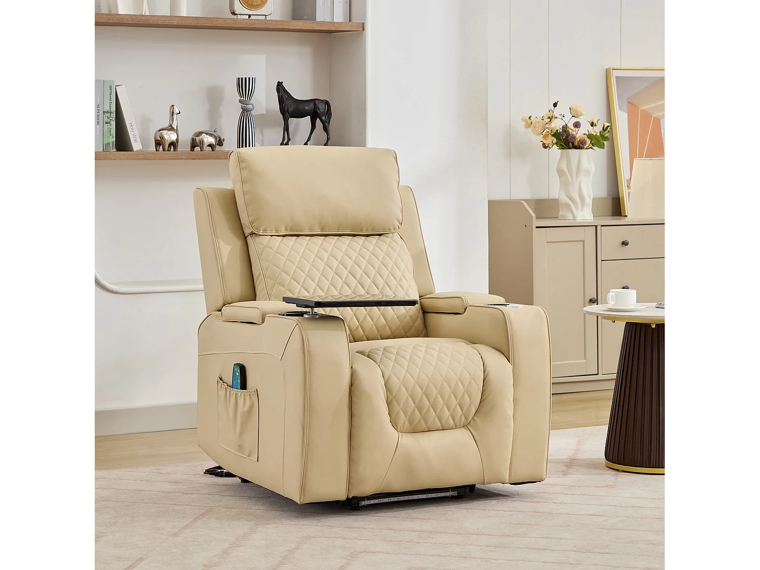 Byron Electric Riser Recliner with Massage, Heat, Drink Cooler, Table