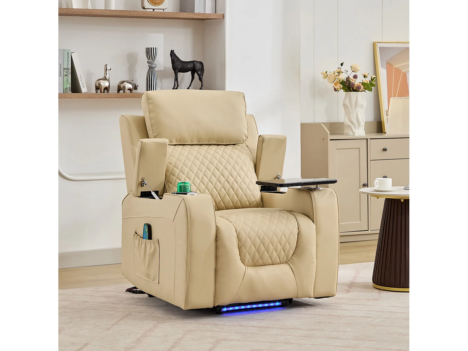 Byron Electric Riser Recliner with Massage, Heat, Drink Cooler, Table