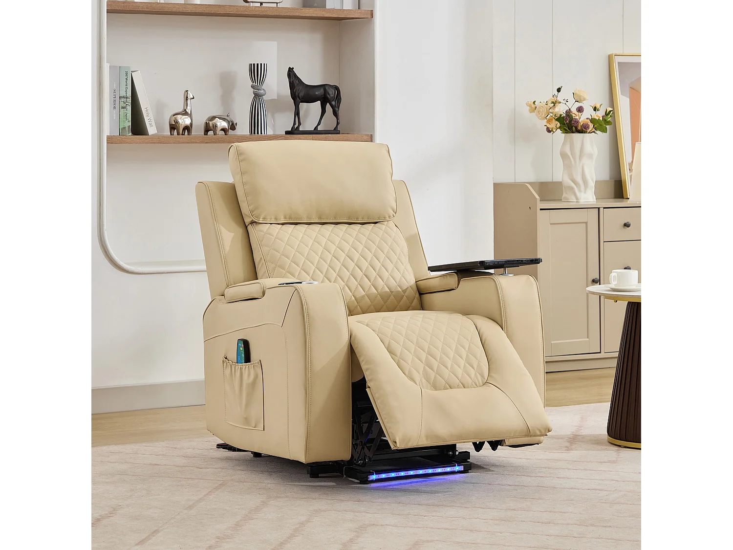 Byron Electric Riser Recliner with Massage, Heat, Drink Cooler, Table