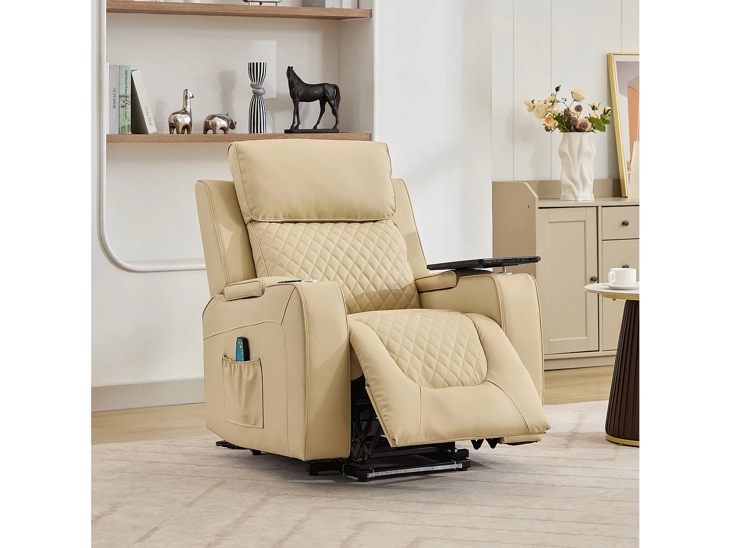 Byron Electric Riser Recliner with Massage, Heat, Drink Cooler, Table