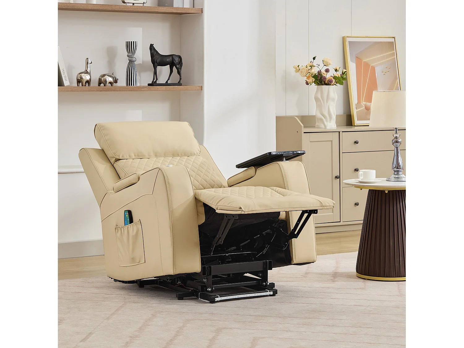 Byron Electric Riser Recliner with Massage, Heat, Drink Cooler, Table