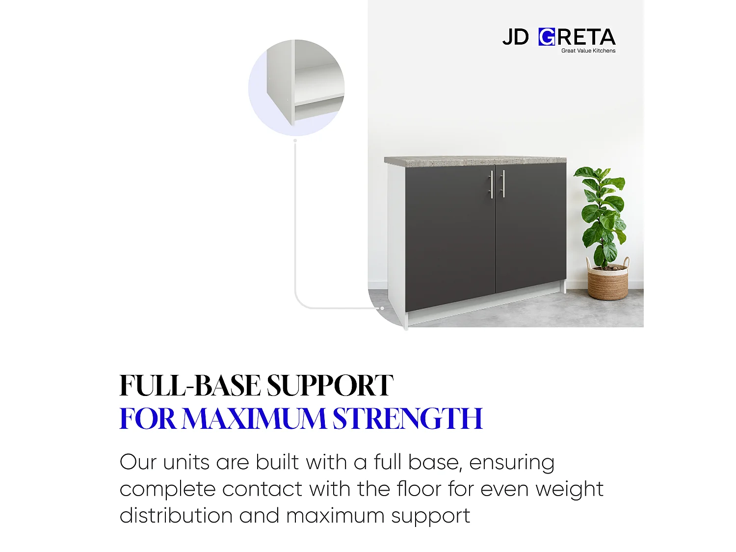 JD Greta Kitchen Base Sink Unit 800mm Cabinet With Doors 80cm - White Matt