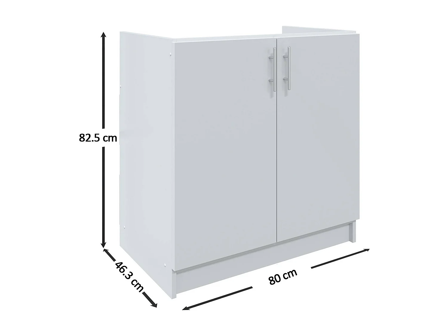 JD Greta Kitchen Base Sink Unit 800mm Cabinet With Doors 80cm - White Matt