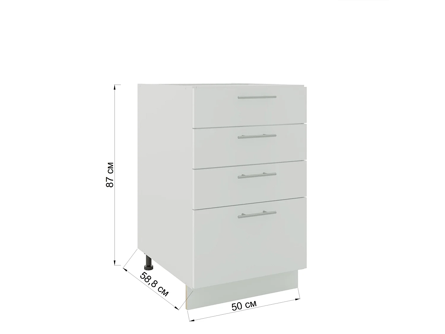 JD Greta Adjustable Legs Kitchen Drawer Unit 500mm Storage Cabinet With Door Shelf 50cm - Cashmere Matt