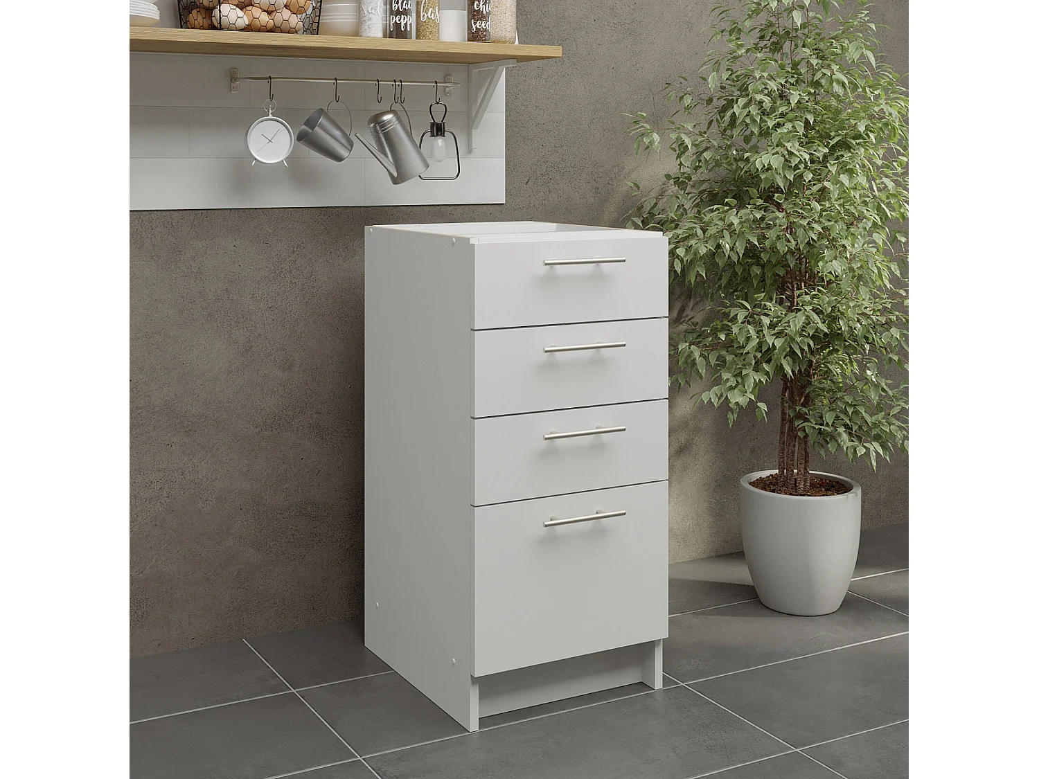JD Greta Kitchen Base Drawer Unit 400mm Cabinet With Fronts 40cm - White Matt