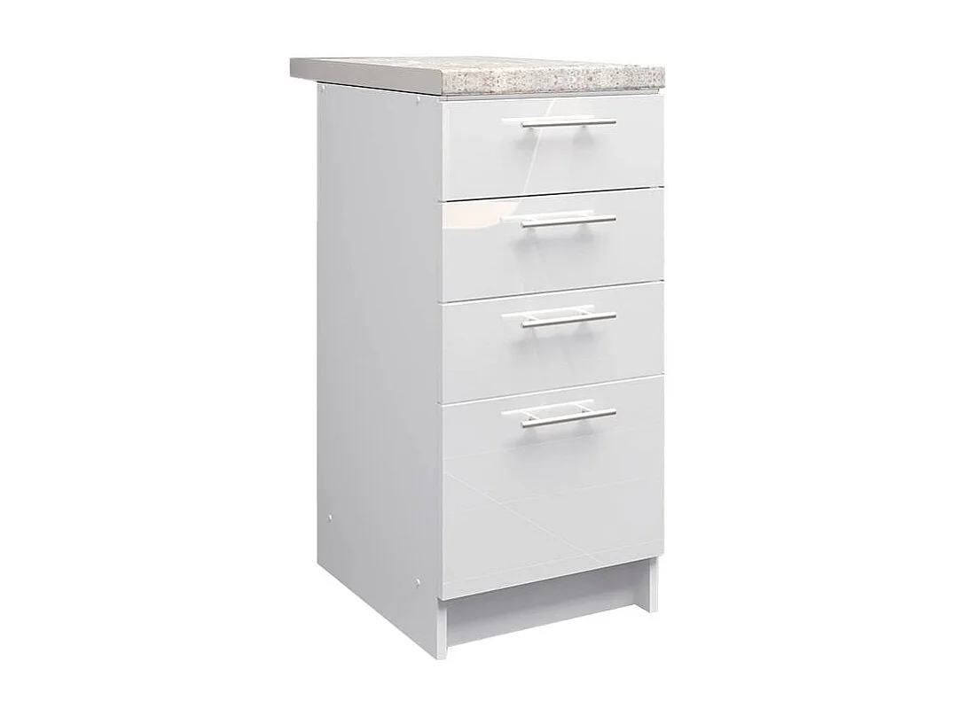 JD Greta Kitchen Base Drawer Unit 400mm Cabinet With Fronts 40cm White Gloss with Worktop