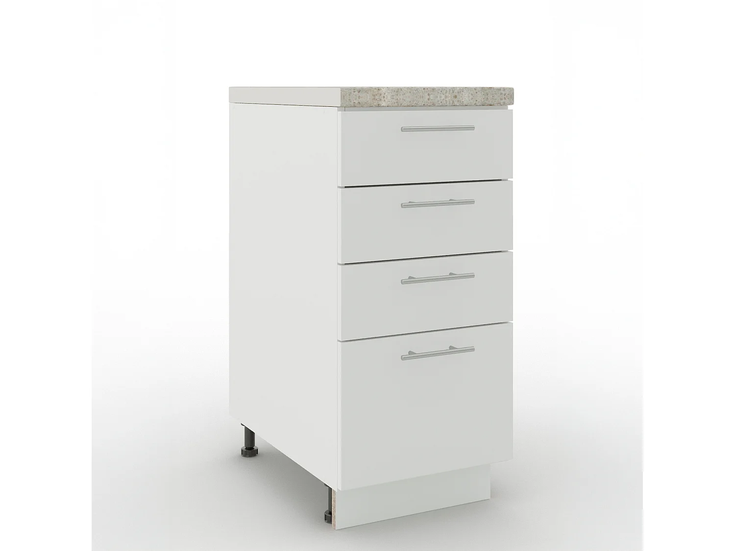 JD Greta Adjustable Legs Kitchen Drawer Unit 400mm Storage Cabinet With Door Shelf 40cm - White Matt With Worktop