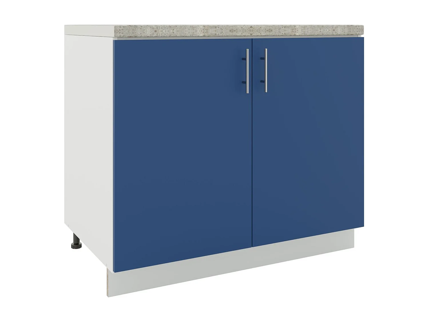 JD Greta Adjustable Legs Kitchen Sink Unit 1000mm Cabinet With Doors - Navy Blue Matt With Worktop