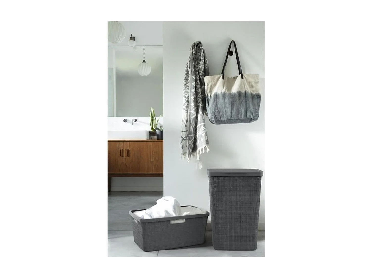 Coffre à Linge Jute 58L - 70% Plastique Recyclé - 34x43 x 60 cm - Contemporain