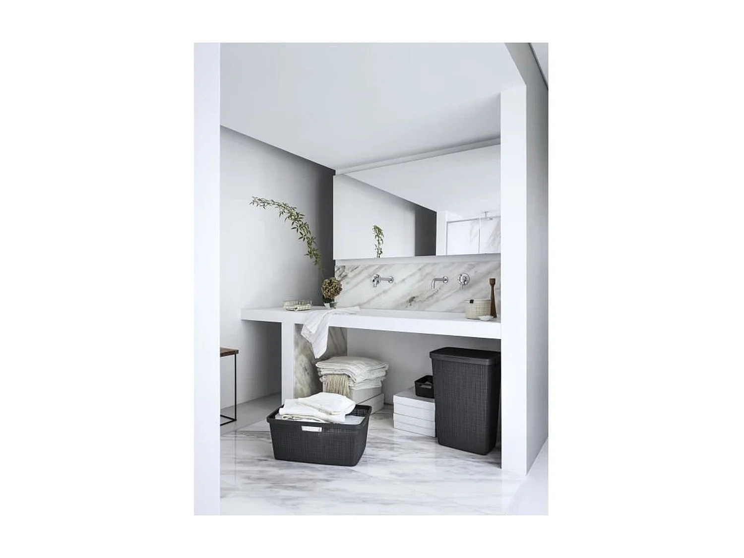 Coffre à Linge Jute 58L - 70% Plastique Recyclé - 34x43 x 60 cm - Contemporain