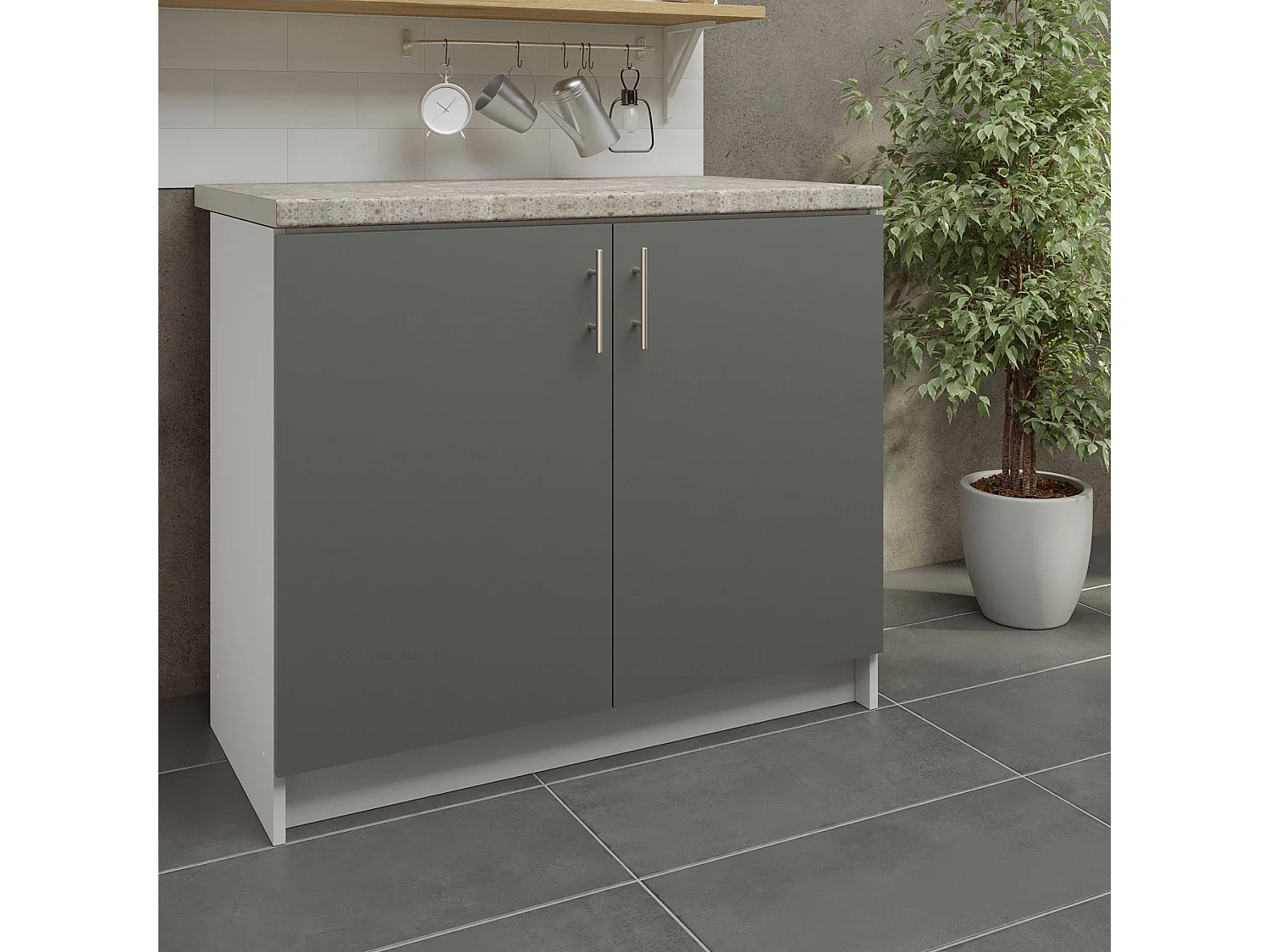 JD Greta Kitchen Base Sink Unit 1000mm Cabinet With Doors 100cm Grey Matt with Worktop