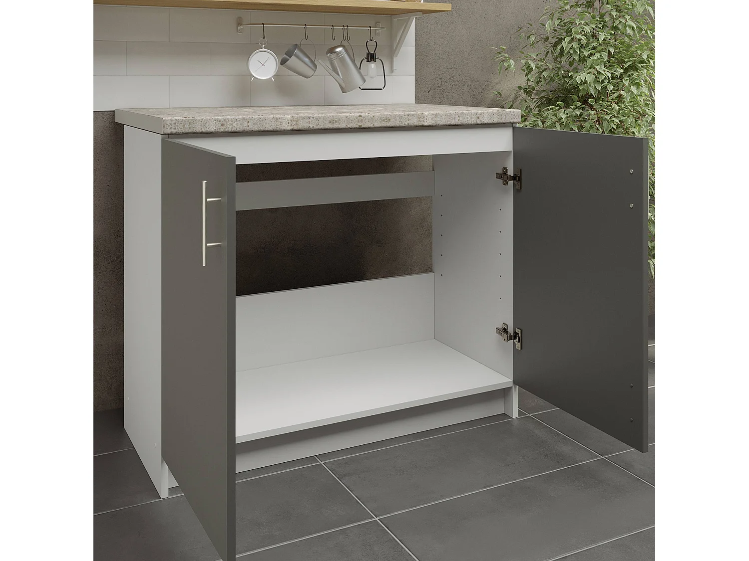 JD Greta Kitchen Base Sink Unit 1000mm Cabinet With Doors 100cm Grey Matt with Worktop