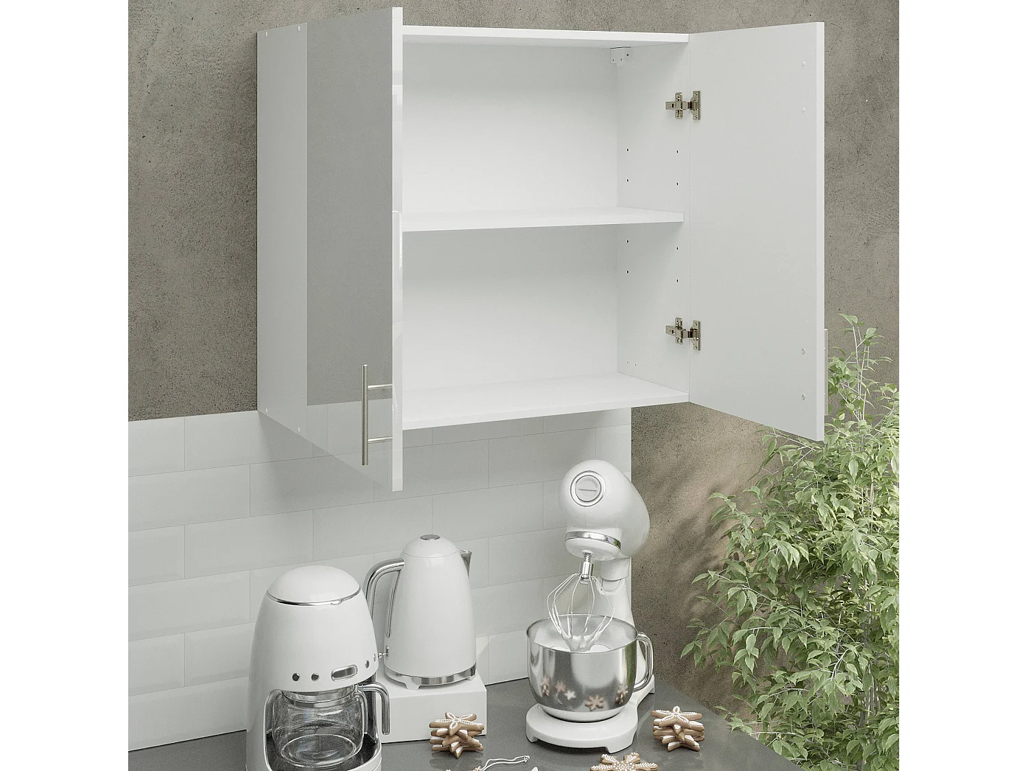 JD Greta Kitchen Wall Unit 800mm Storage Cabinet With Doors and Shelf 80cm - White Gloss