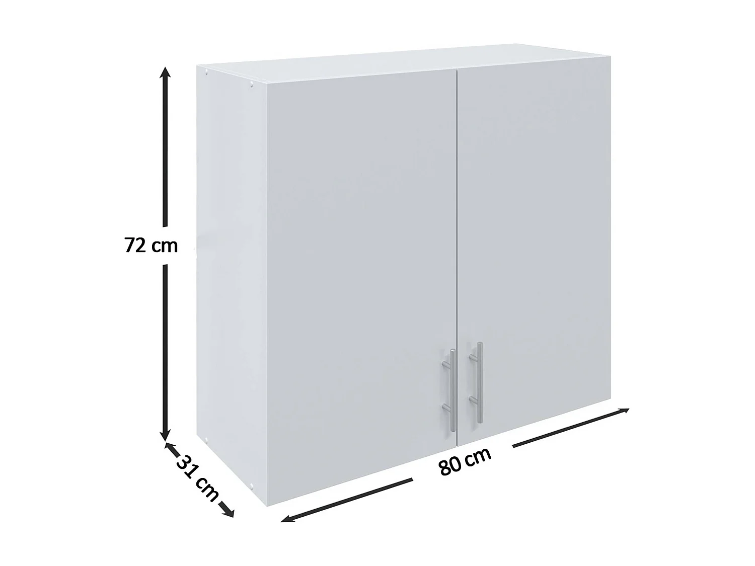 JD Greta Kitchen Wall Unit 800mm Storage Cabinet With Doors and Shelf 80cm - White Gloss
