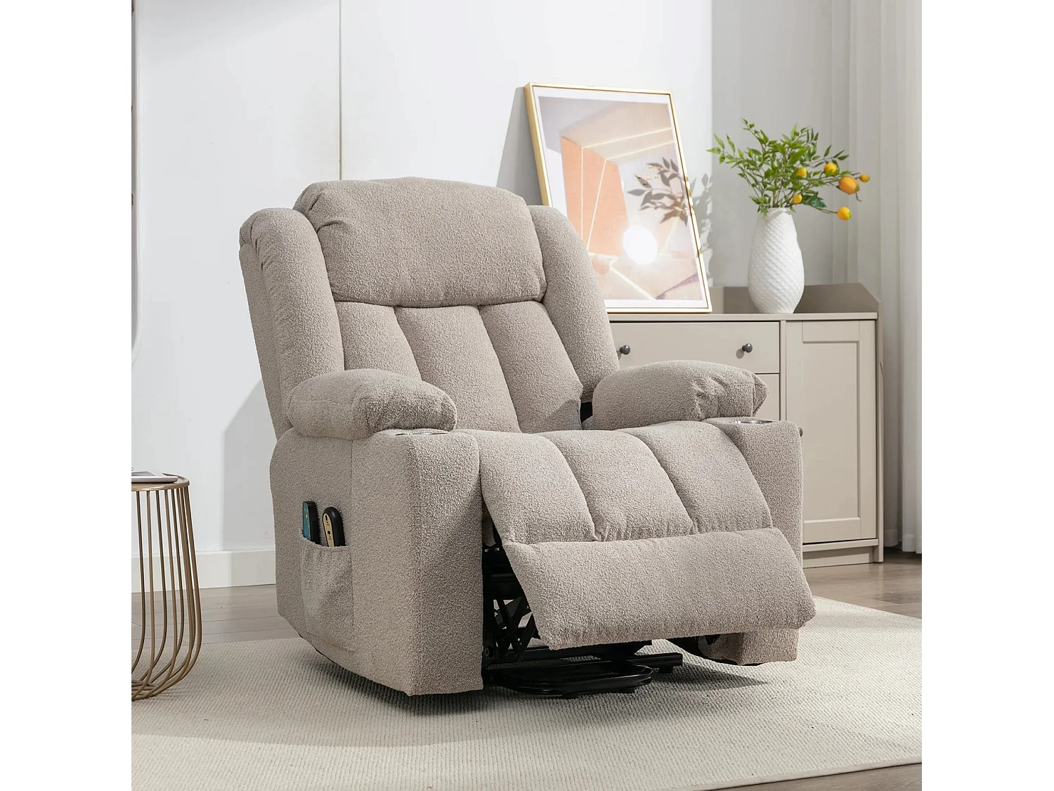 Redding Dual Motor Electric Lift Assist Recliner Chair with Massage and Heat