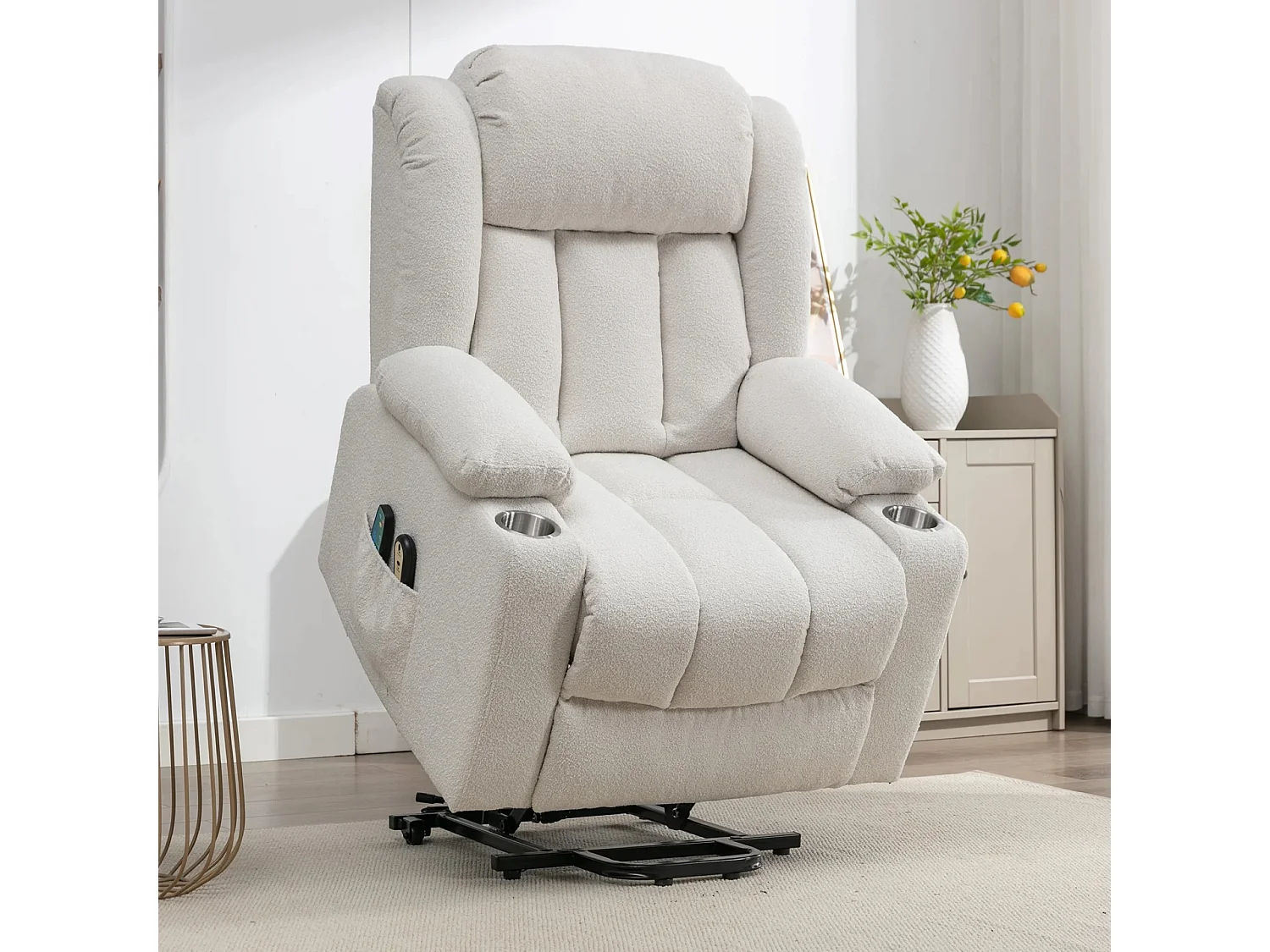 Redding Dual Motor Electric Lift Assist Recliner Chair with Massage and Heat