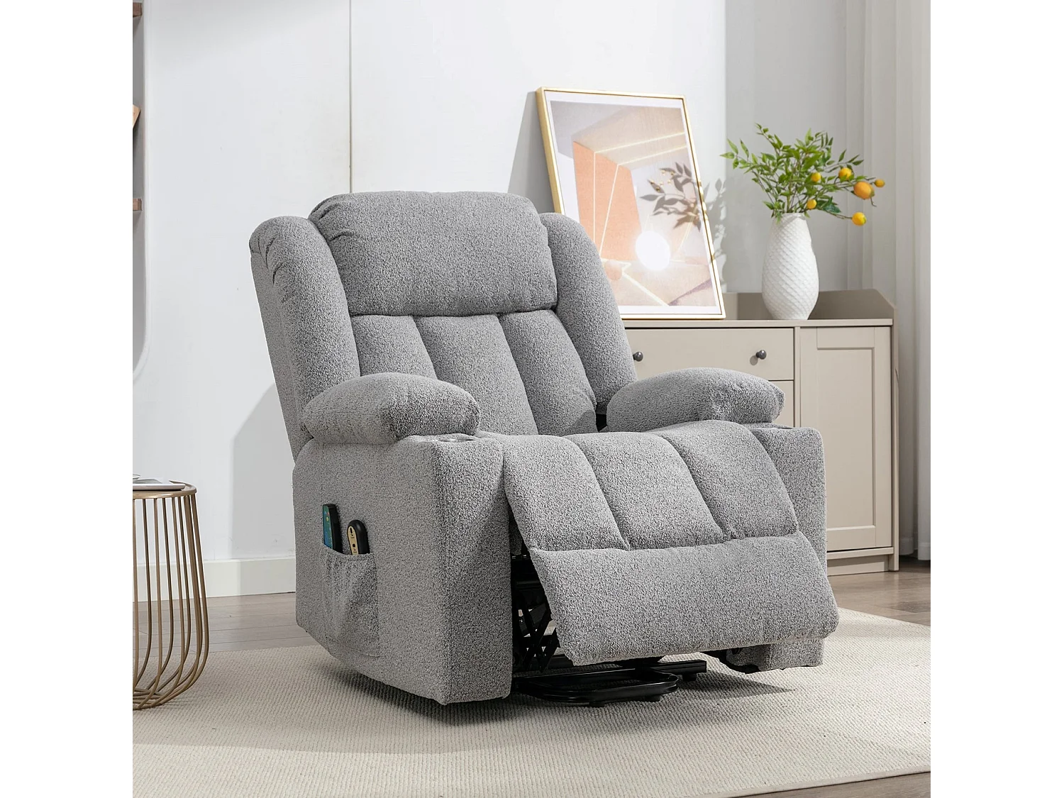 Redding Dual Motor Electric Lift Assist Recliner Chair with Massage and Heat