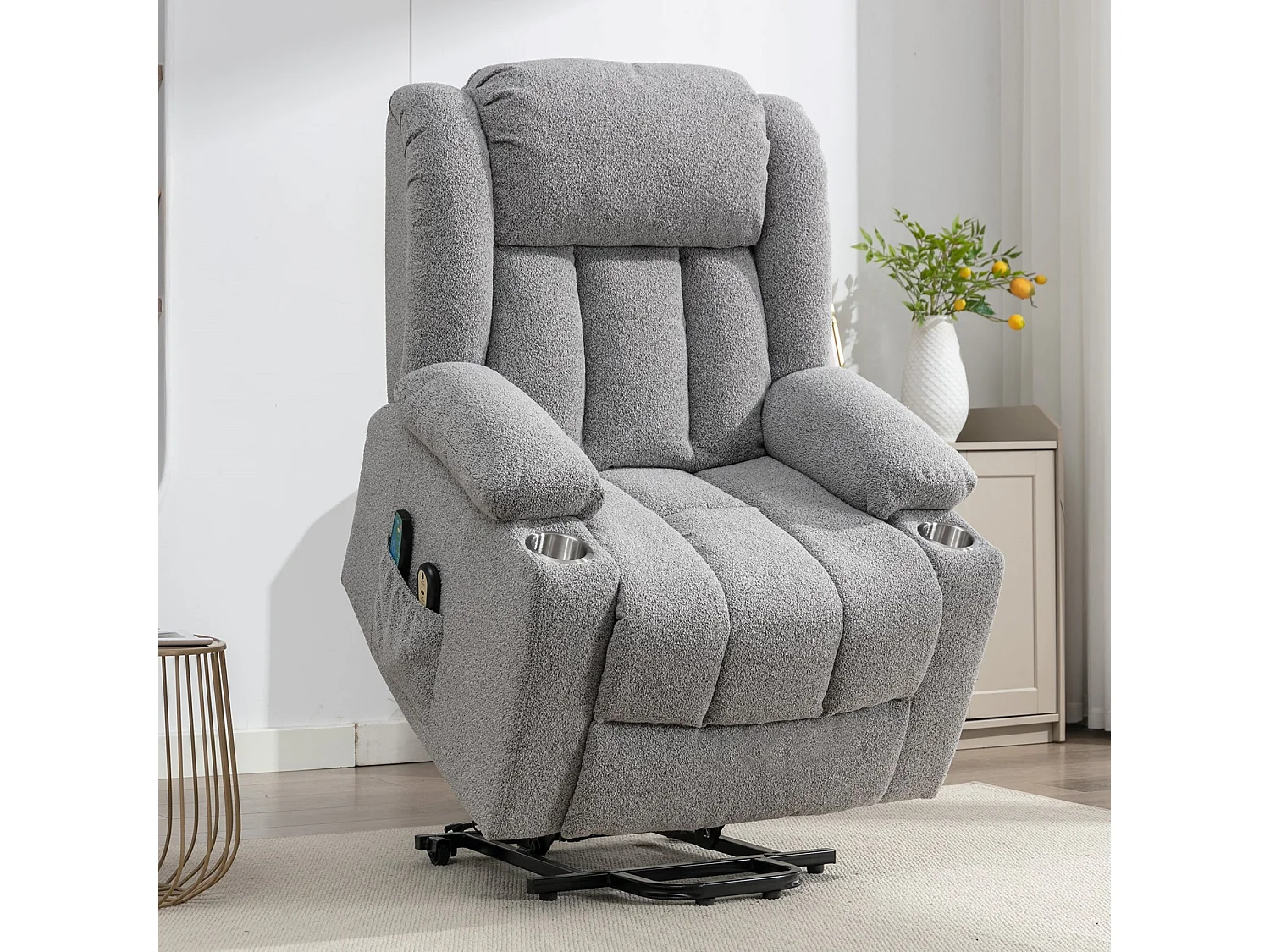 Redding Dual Motor Electric Lift Assist Recliner Chair with Massage and Heat