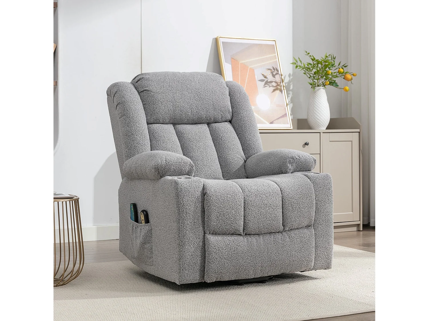 Redding Dual Motor Electric Lift Assist Recliner Chair with Massage and Heat