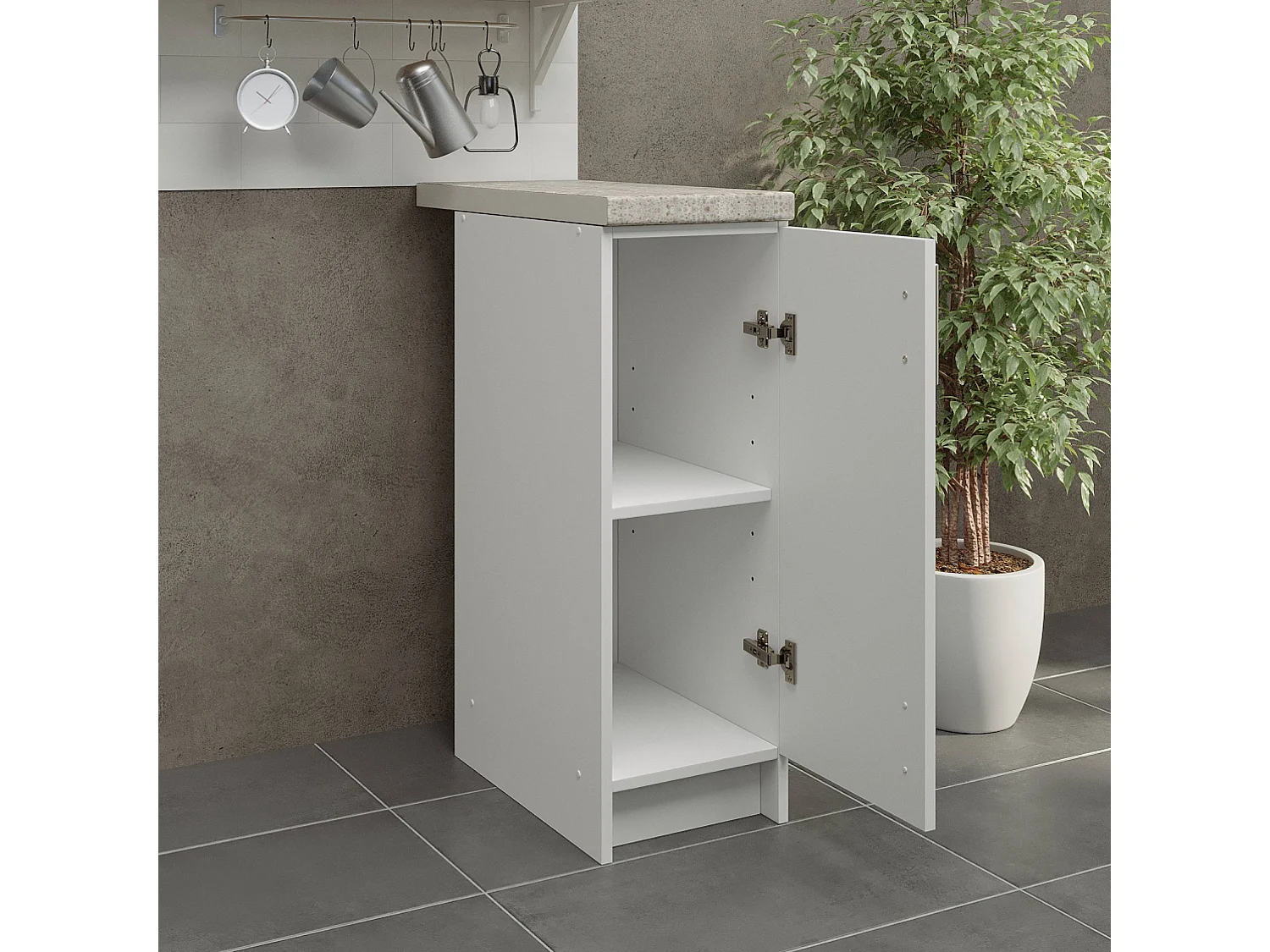 JD Greta Kitchen Base Unit 300mm Storage Cabinet With Door Shelf 30cm White Gloss with Worktop