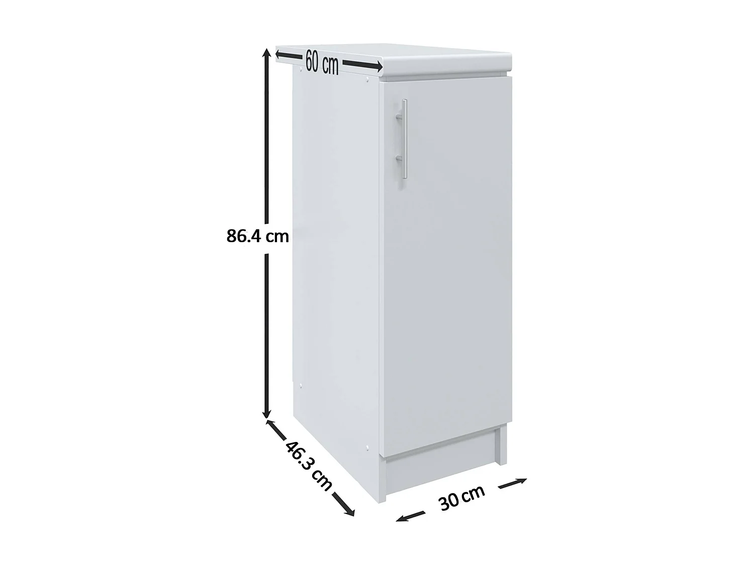 JD Greta Kitchen Base Unit 300mm Storage Cabinet With Door Shelf 30cm White Gloss with Worktop