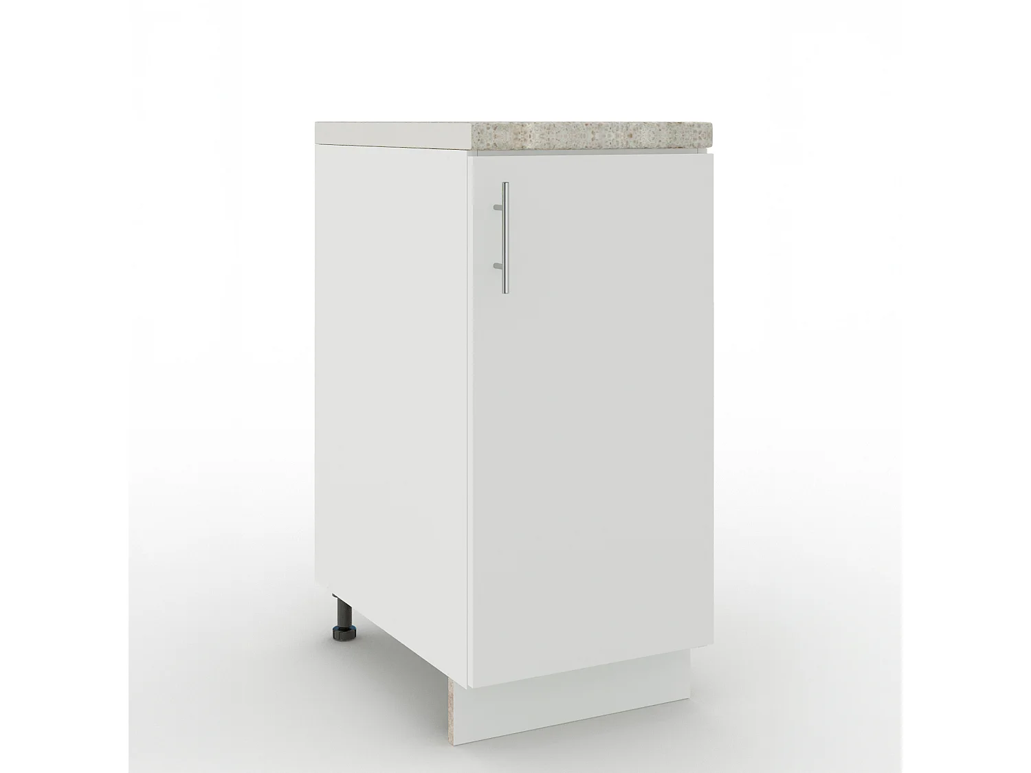 JD Greta Adjustable Legs Kitchen Base Unit 400mm Storage Cabinet With Door Shelf 40cm - White Matt With Worktop