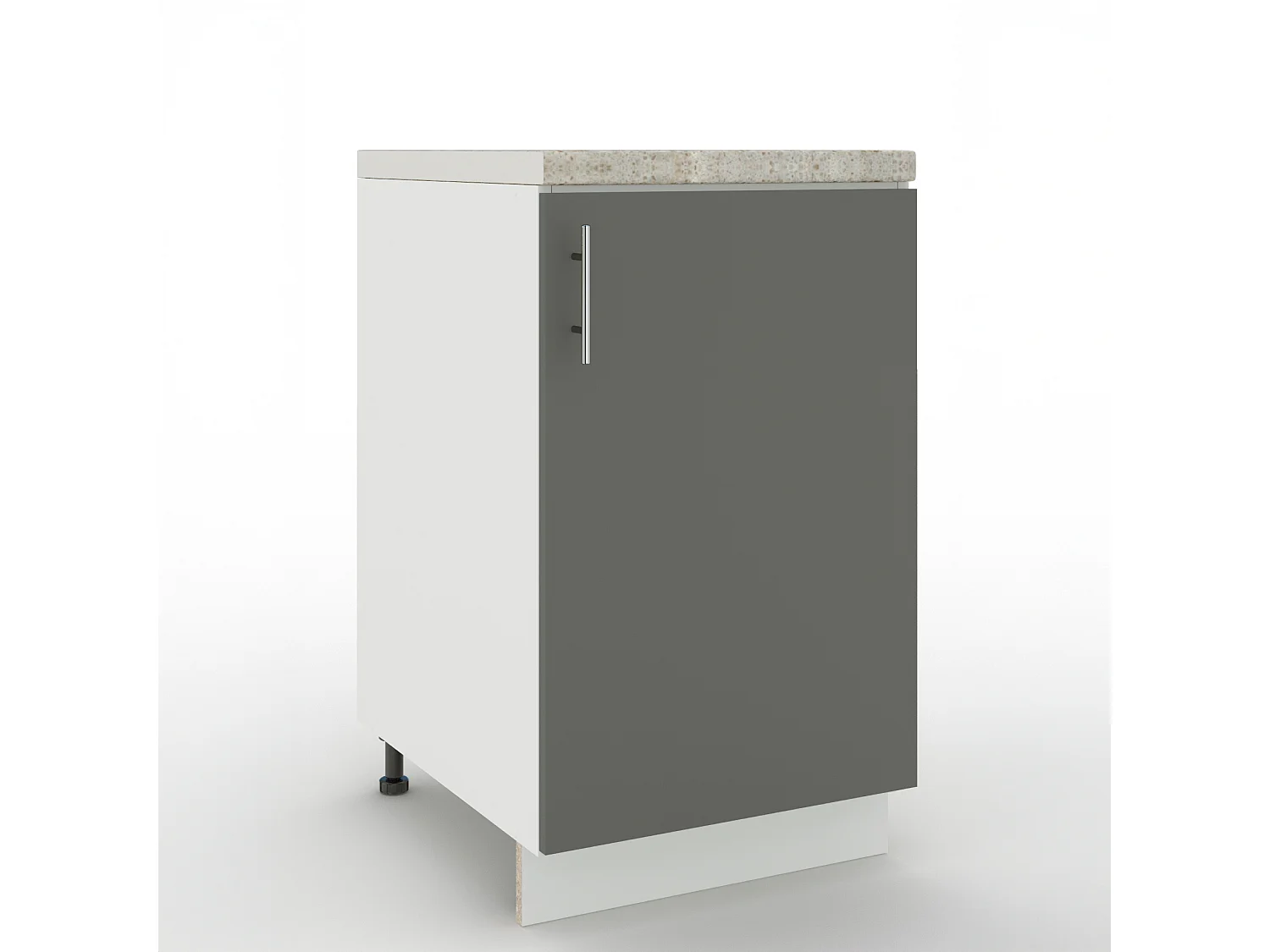 JD Greta Adjustable Legs Kitchen Base Unit 500mm Storage Cabinet With Door Shelf 50cm - Grey Matt With Worktop