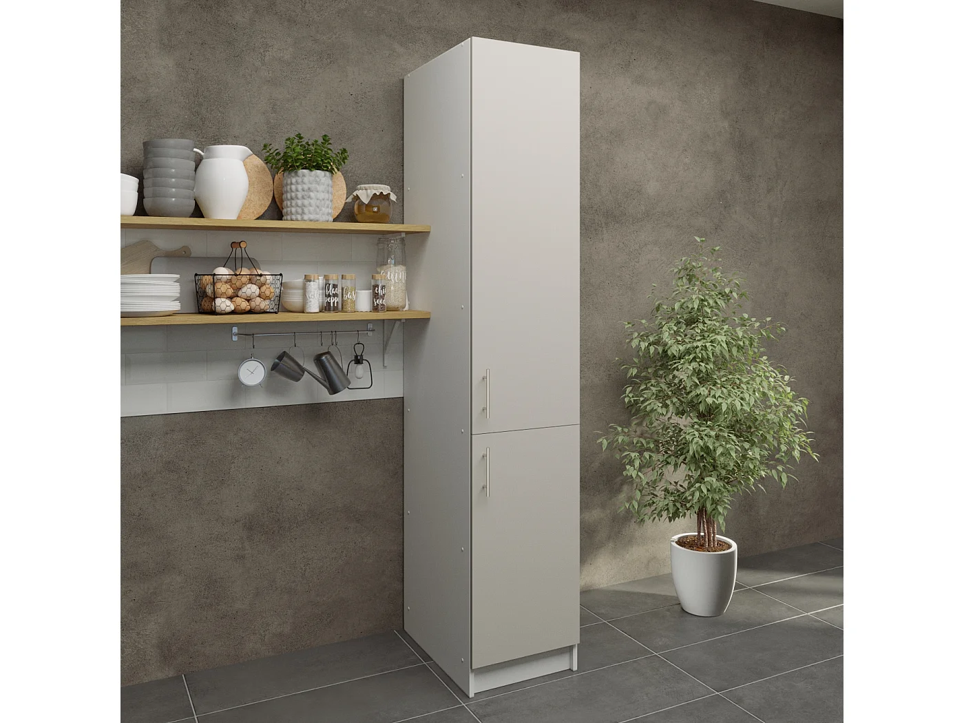 JD Greta Kitchen Base Tall Larder Unit 400mm With Doors 40cm - Cashmere Matt