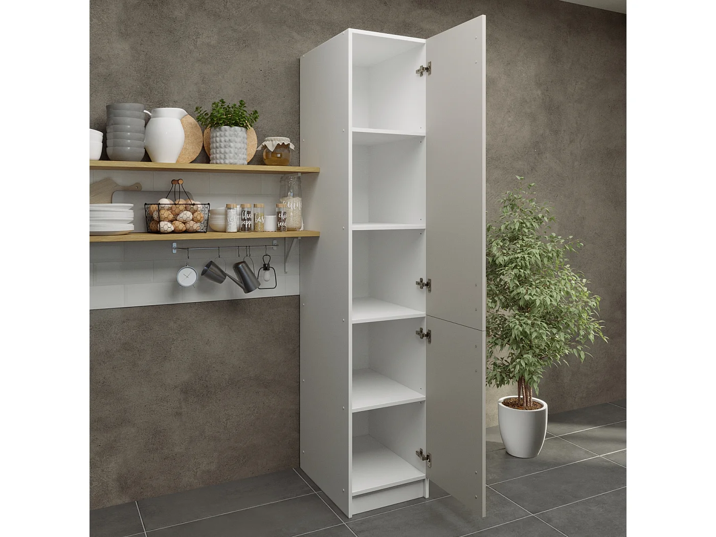 JD Greta Kitchen Base Tall Larder Unit 400mm With Doors 40cm - Cashmere Matt