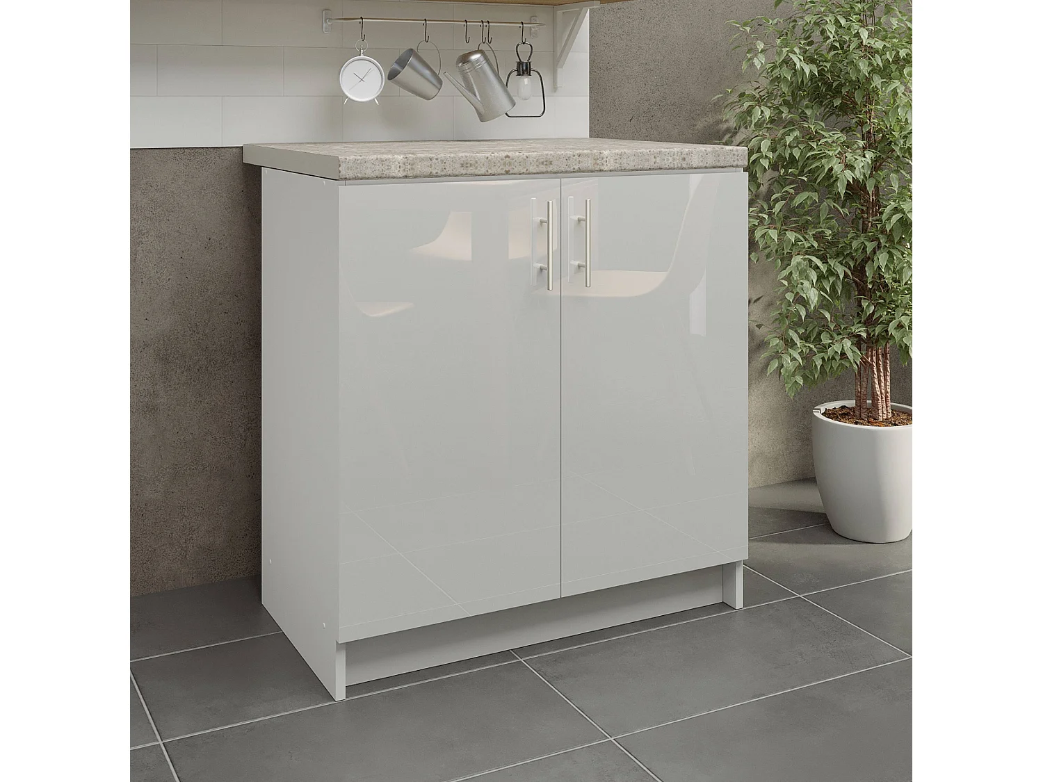 JD Greta Kitchen Base Unit 800mm Storage Cabinet With Doors Shelf 80cm White Gloss with Worktop