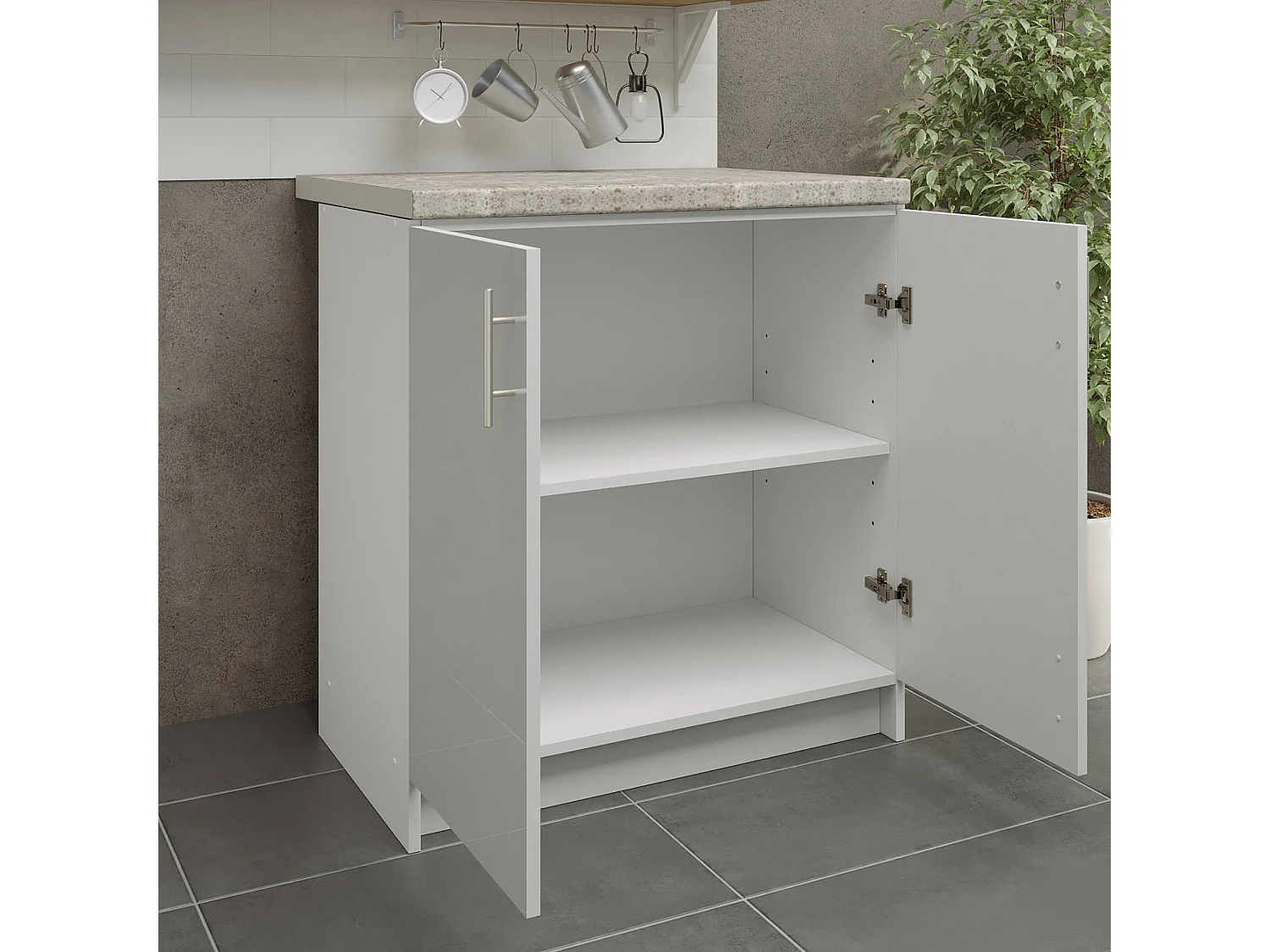 JD Greta Kitchen Base Unit 800mm Storage Cabinet With Doors Shelf 80cm White Gloss with Worktop