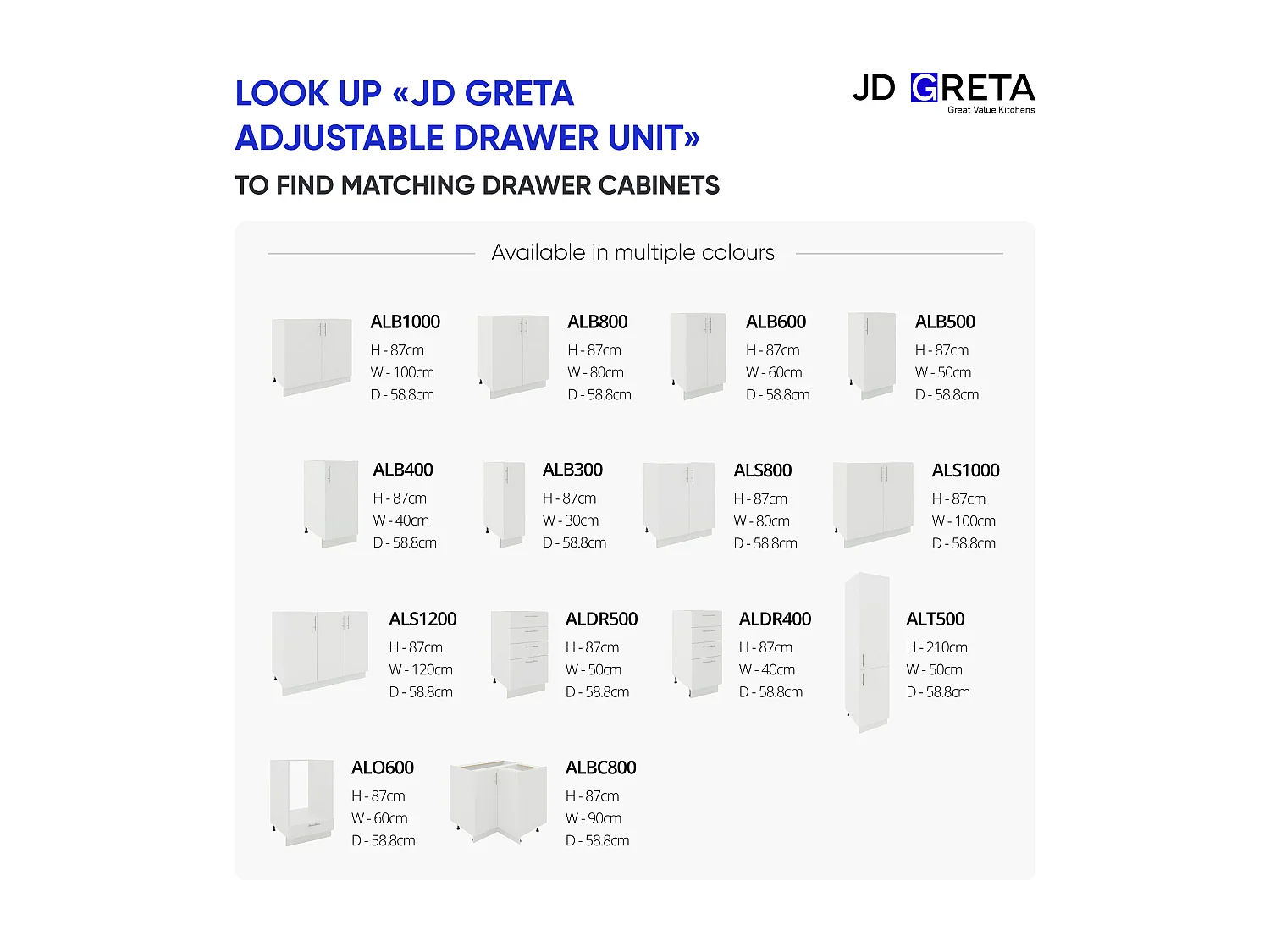 JD Greta Adjustable Legs Kitchen Sink Unit 1200mm Cabinet With Doors - Navy Blue Matt