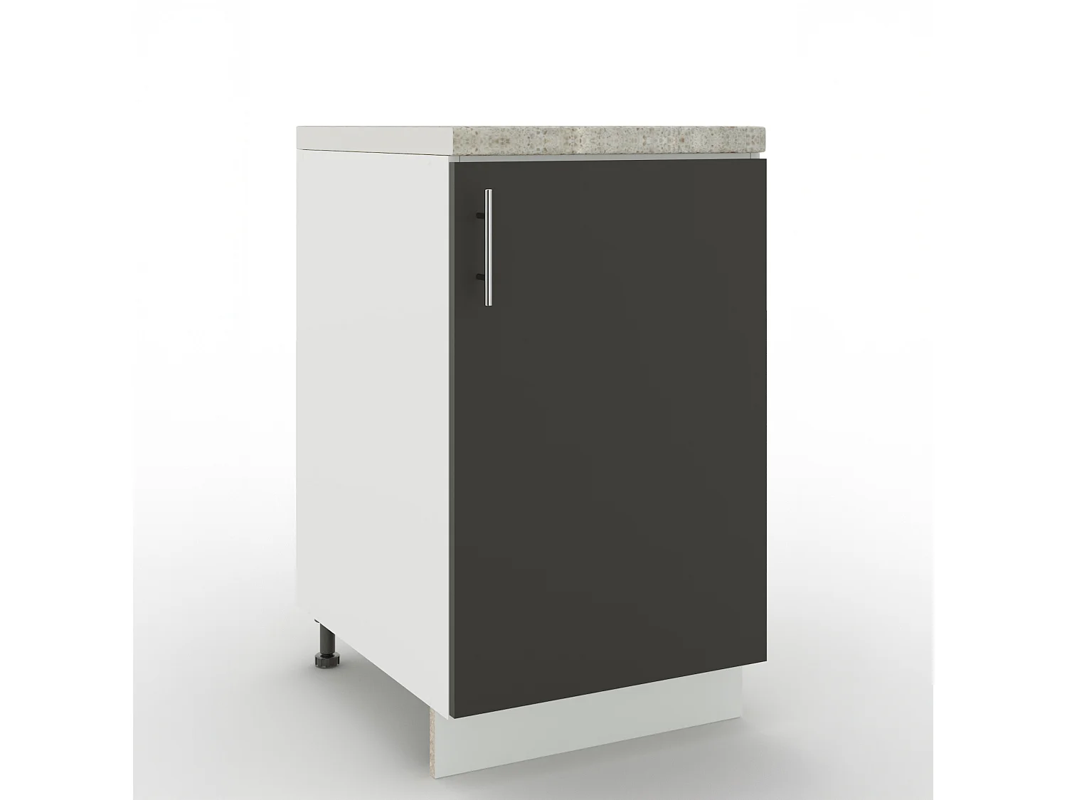 JD Greta Adjustable Legs Kitchen Base Unit 500mm Storage Cabinet With Door Shelf 50cm - Dark Grey Matt With Worktop
