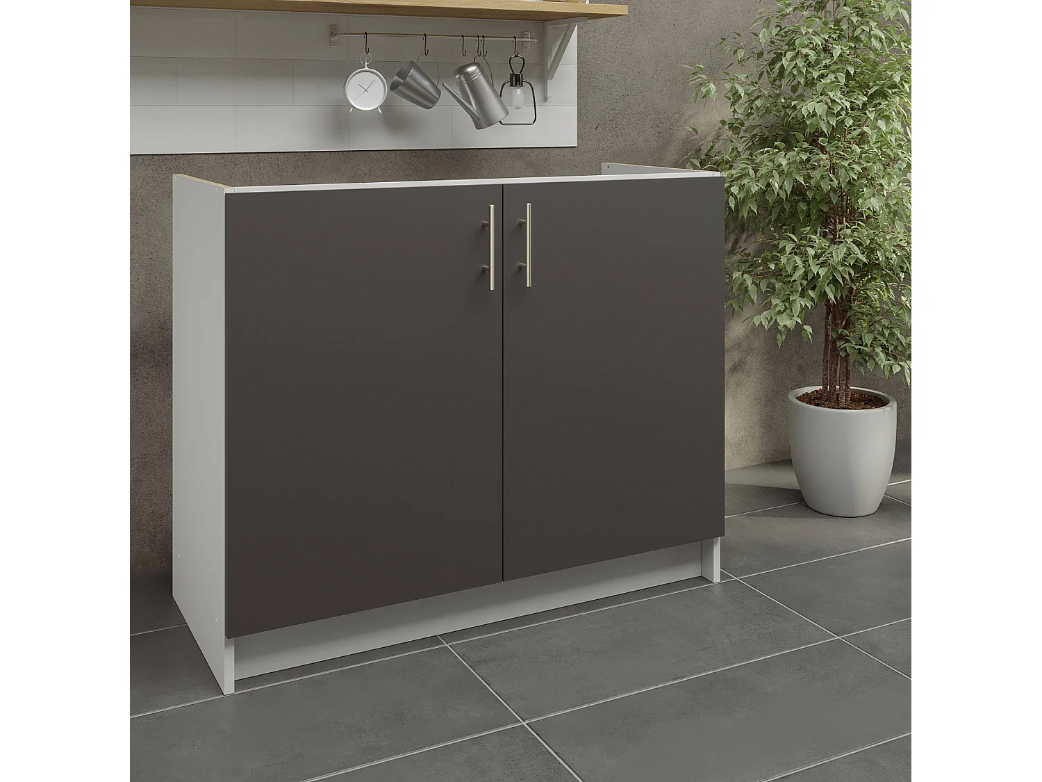 JD Greta Kitchen Base Sink Unit 1000mm Cabinet With Doors 100cm - Dark Grey Matt