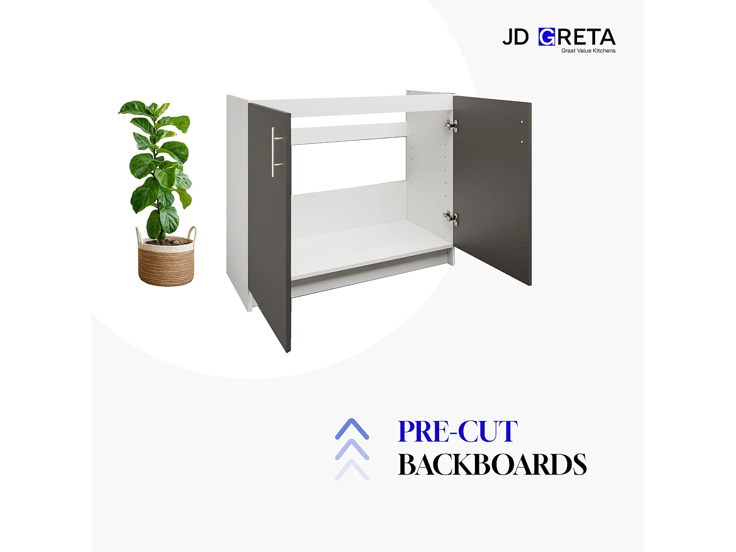 JD Greta Kitchen Base Sink Unit 1000mm Cabinet With Doors 100cm - Dark Grey Matt