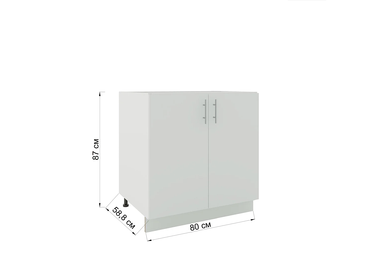 JD Greta Adjustable Legs Kitchen Base Unit 800mm Storage Cabinet With Door Shelf 80cm - Dark Grey Matt