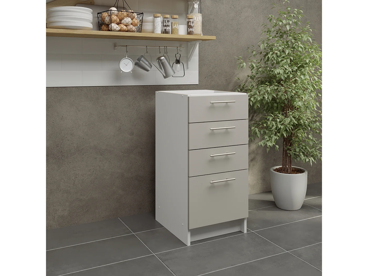 JD Greta Kitchen Base Drawer Unit 400mm Cabinet With Fronts 40cm - Cashmere Matt