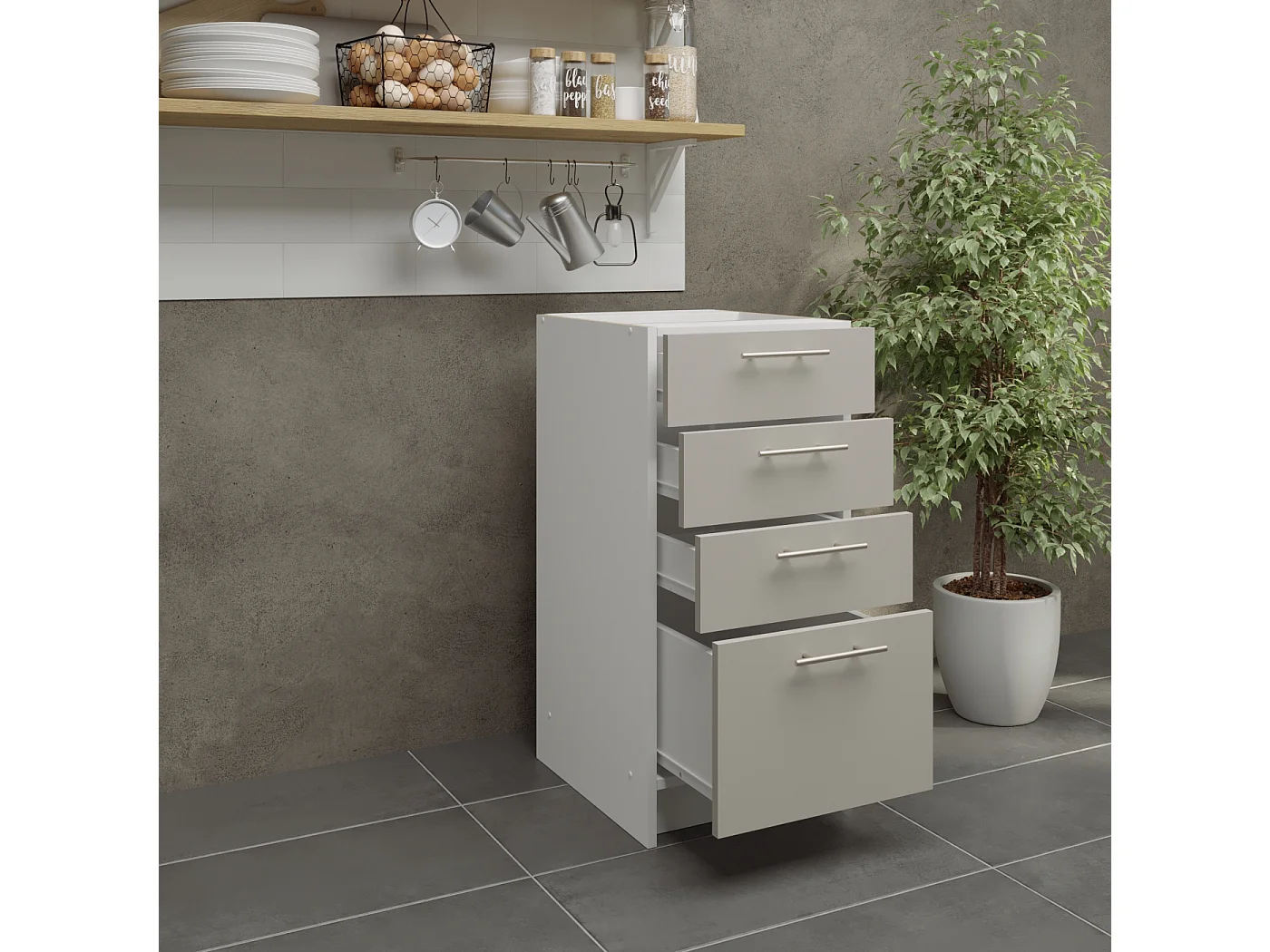 JD Greta Kitchen Base Drawer Unit 400mm Cabinet With Fronts 40cm - Cashmere Matt