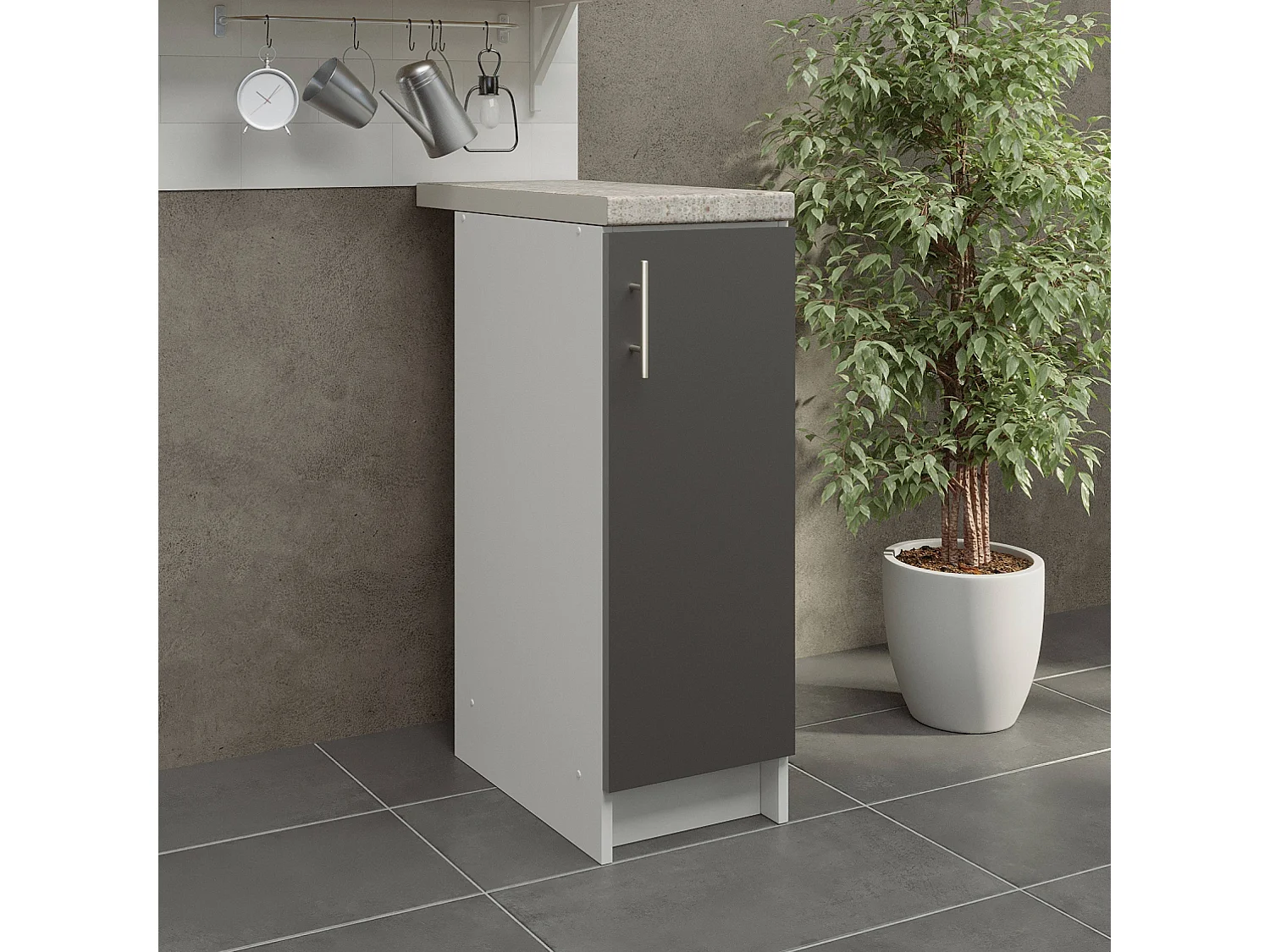 JD Greta Kitchen Base Unit 300mm Storage Cabinet With Door Shelf 30cm Dark Grey Matt with Worktop
